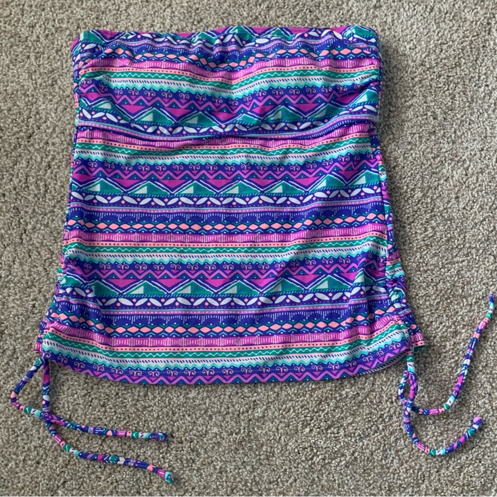 Arizona Bright Aztec Striped Tankini Swim Top M